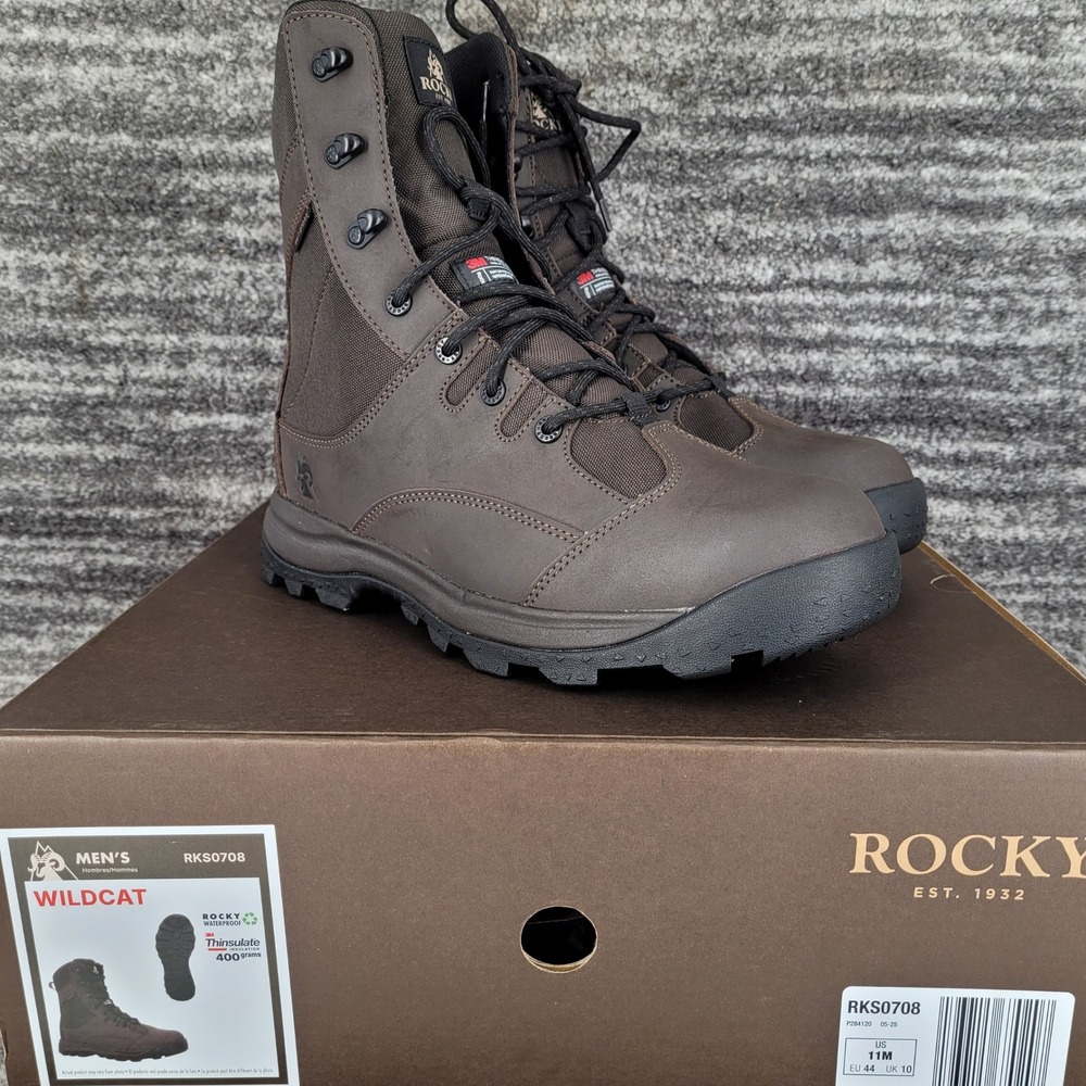 Rocky Wildcat Mens 8 Inch Waterproof Insulated Hunting Boots Brown 11‎ M 400g